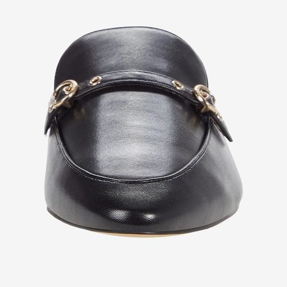 COACH BLACK ALL LEATHER IRENE MULE LOAFER EITH GOLD LOGO & HARDWARE, SIZE 7-B - Picture 5 of 16